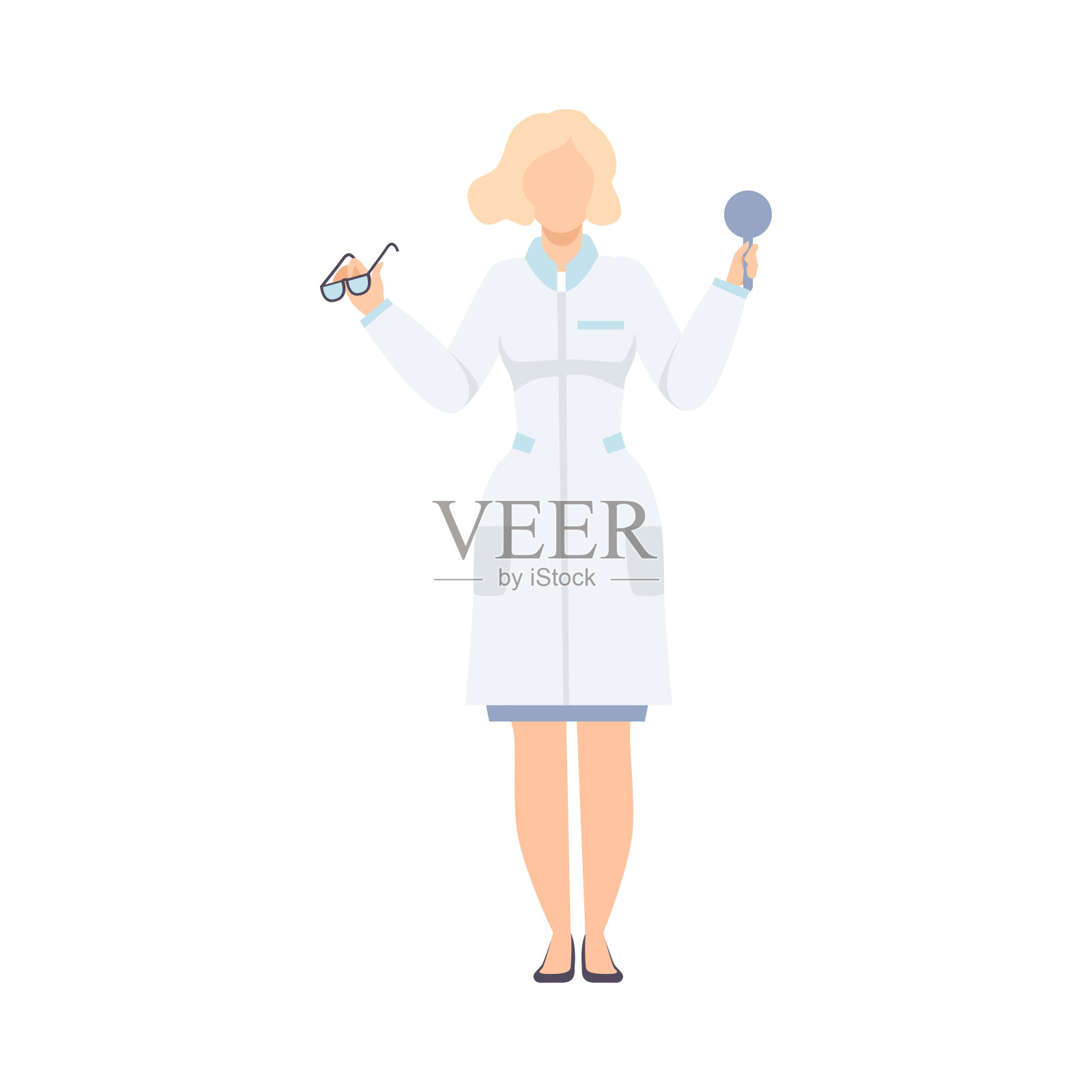 女眼科医生性格，验光师在医院检查视力矢量插图插画图片素材