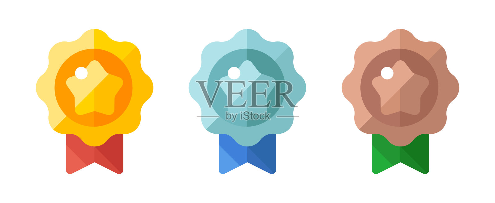 金、银、铜三枚矢量奖牌插画图片素材