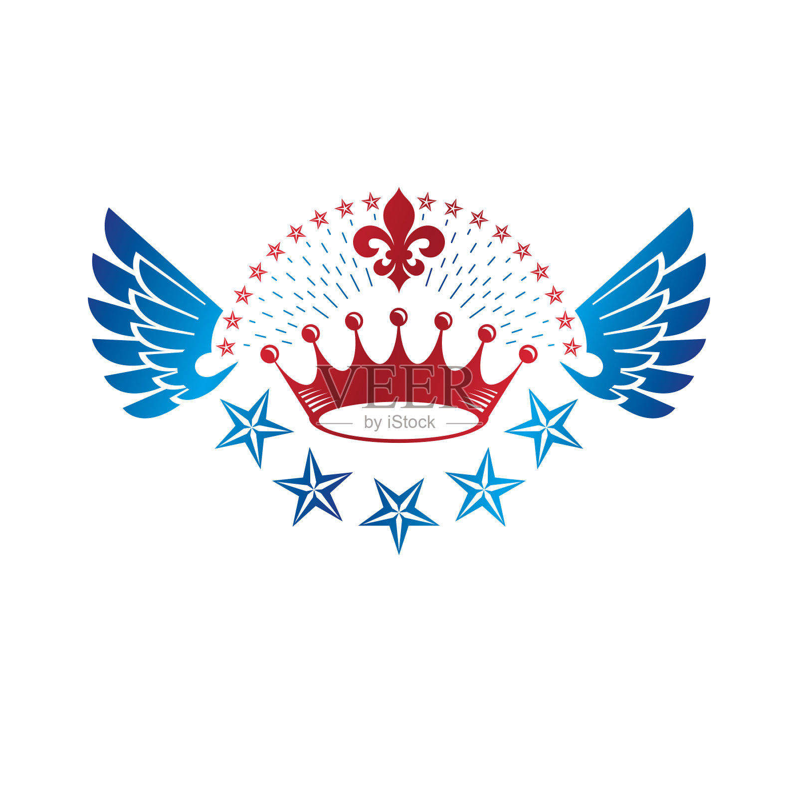 皇冠标志。纹章纹章装饰标志孤立矢量插图。白色背景上的旧式标识。插画图片素材