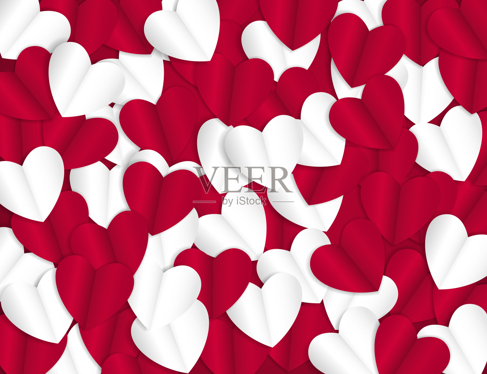 情人节祝福背景，纸艺心形矢量贺卡宣传单插画图片素材