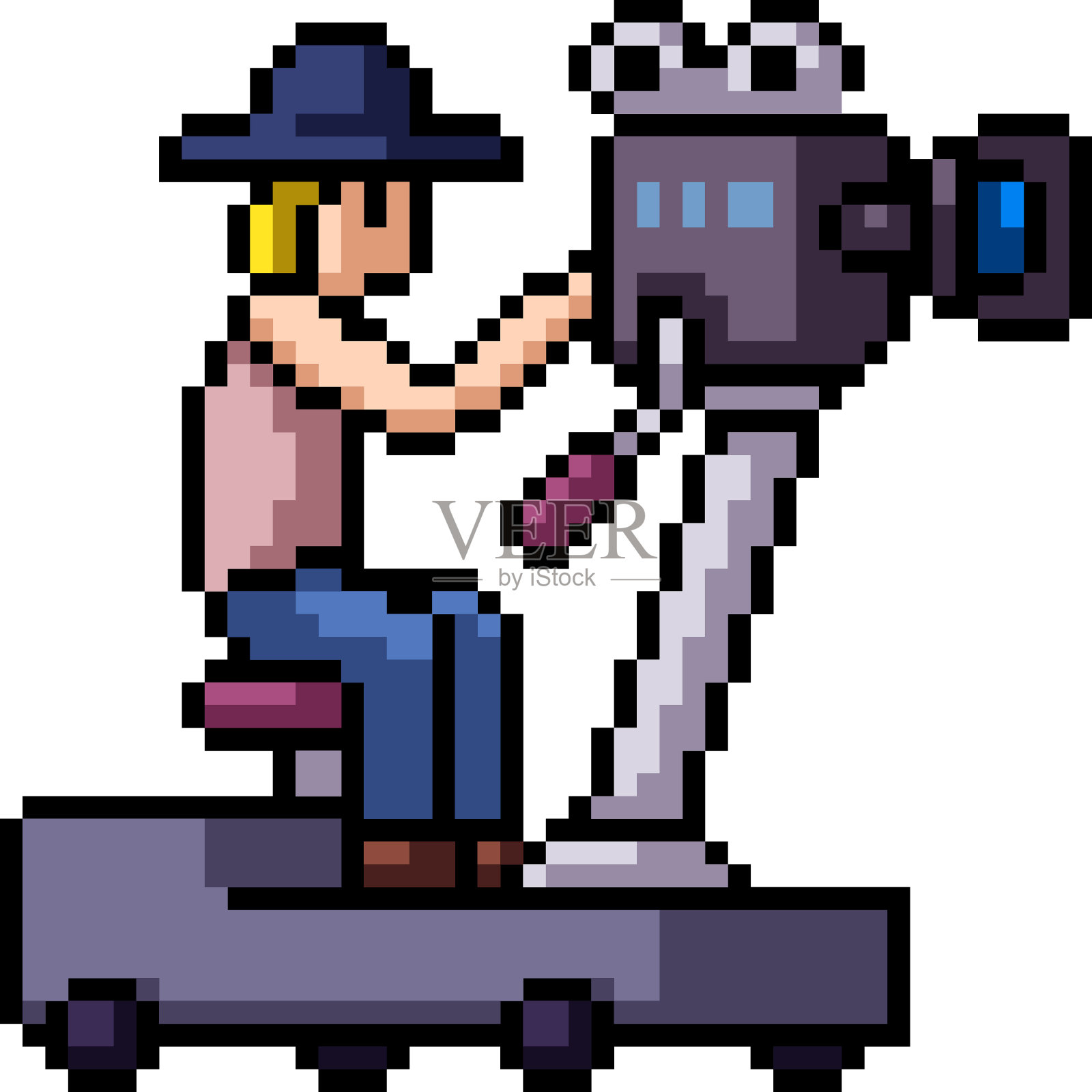 矢量像素艺术孤立的卡通插画图片素材