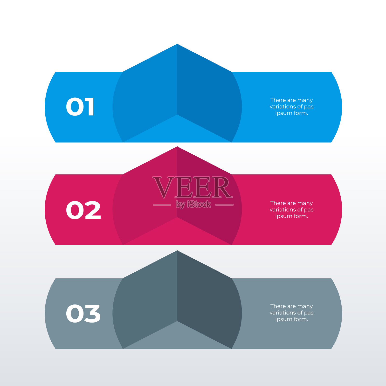 3D三列信息图模板设计。带有3个选项、步骤或流程的业务概念信息图。矢量可视化可以用于工作流布局，图表，年度报告，web设计模板素材