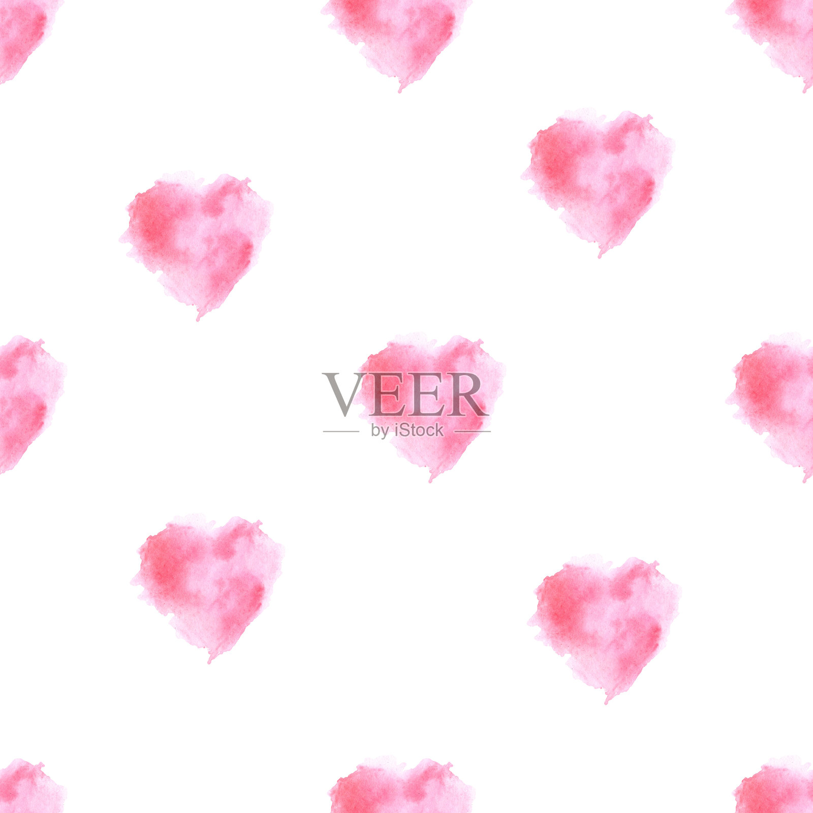 水彩粉色模糊爱心无缝图案插画插画图片素材
