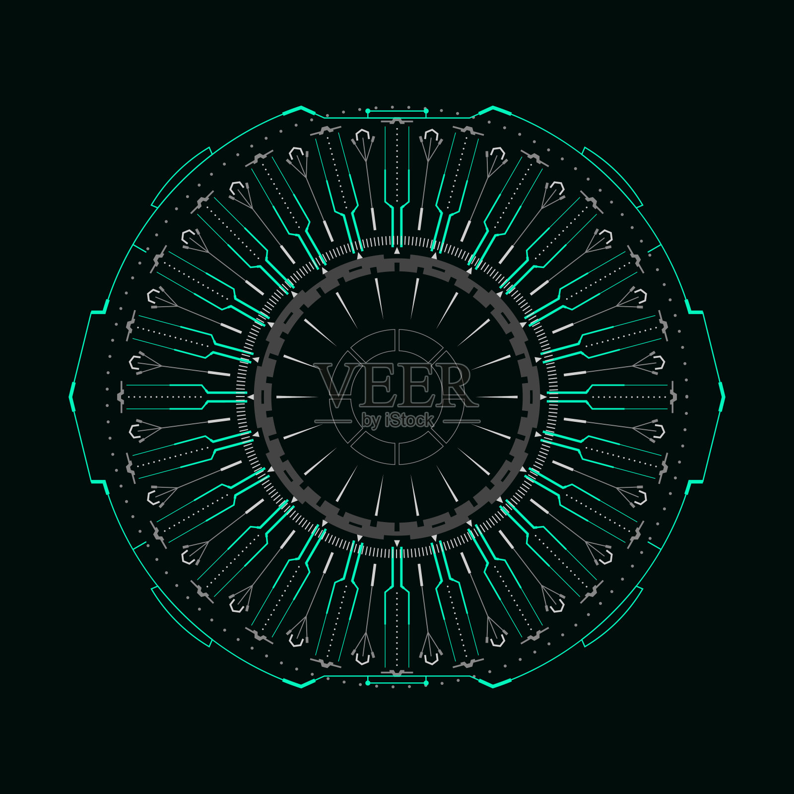 未来的圆形元素用于hud界面。插画图片素材