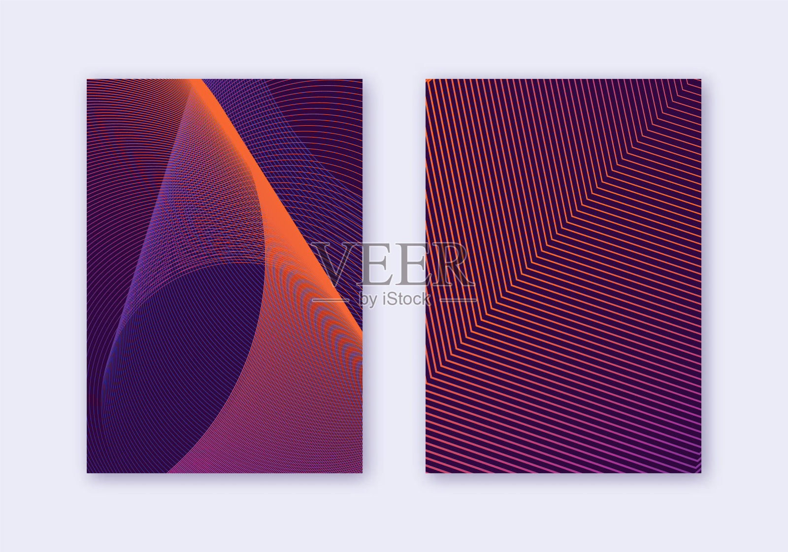 封面设计模板集。现代抽象线条b插画图片素材