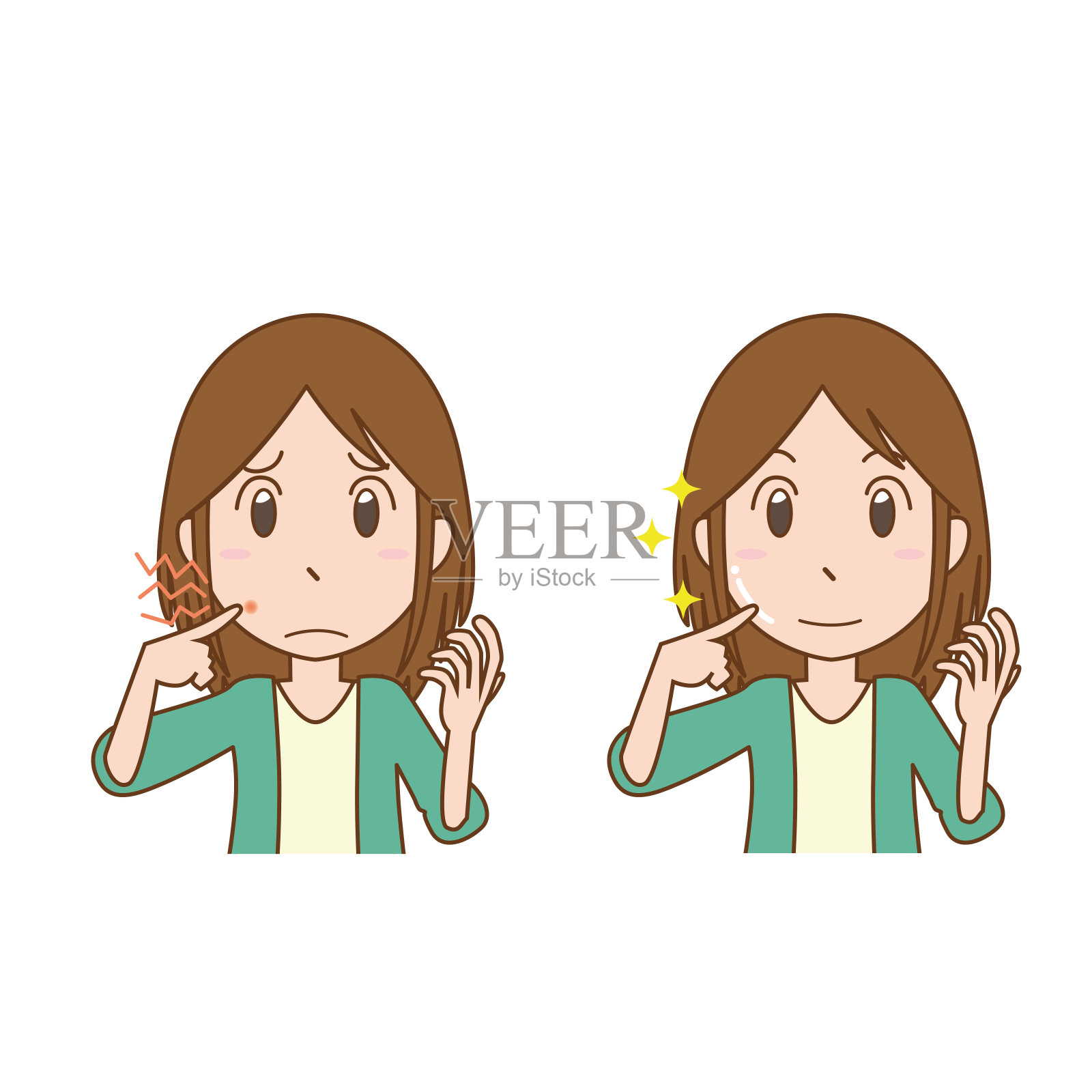 女性的皮肤插画图片素材