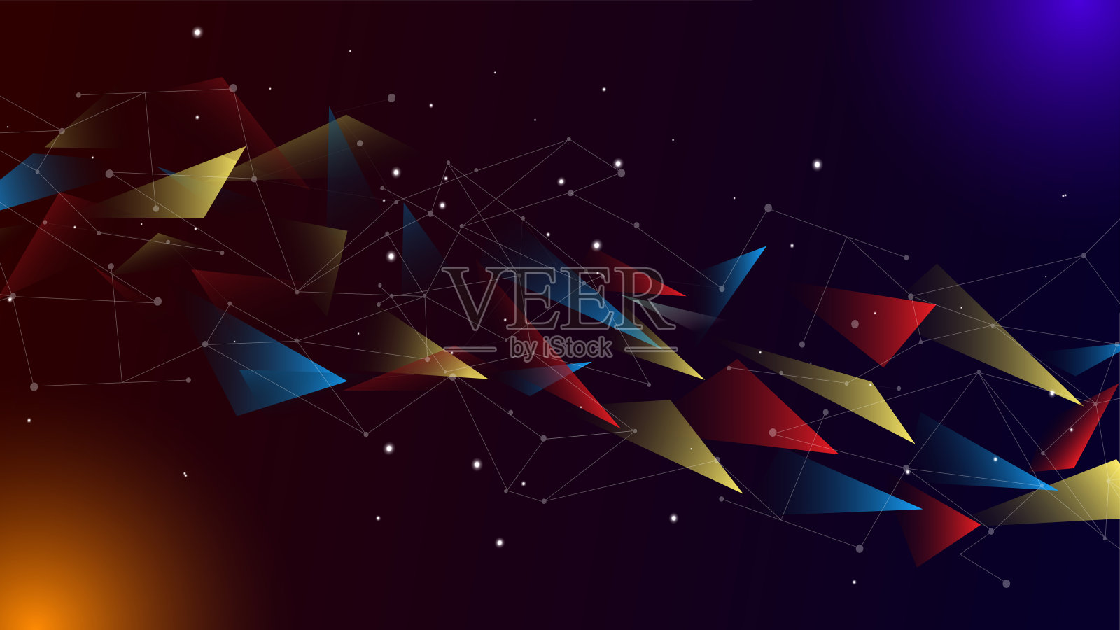 摘要具有连通点的多边形空间低多边形背景插画图片素材