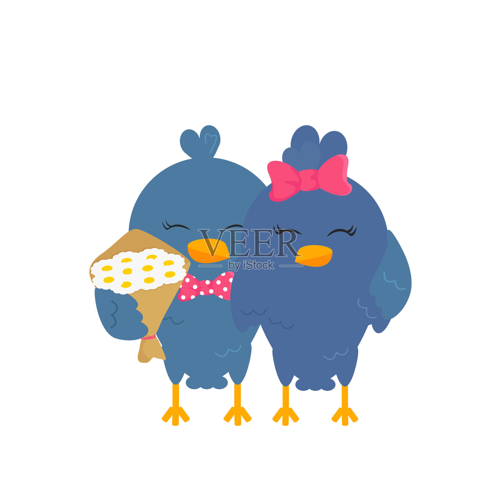 矢量平面插图的一对爱鸟插画图片素材