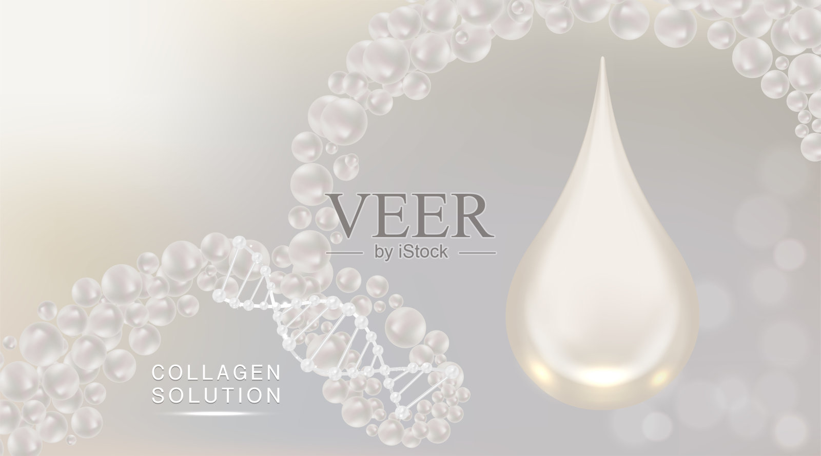 透明质酸皮肤液广告，白色胶原蛋白血清滴与化妆品广告背景随时使用插画图片素材