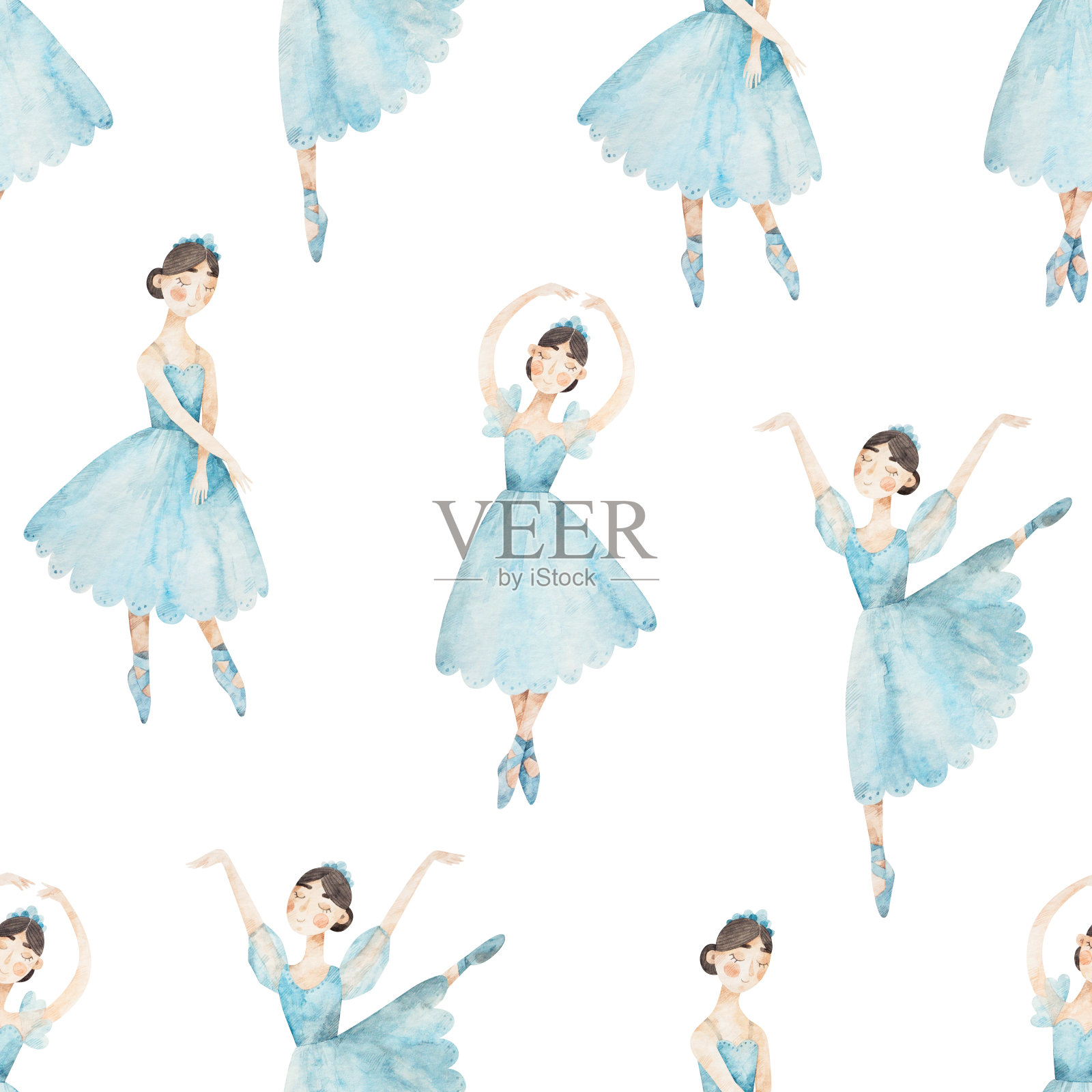 模式与芭蕾舞演员插画图片素材