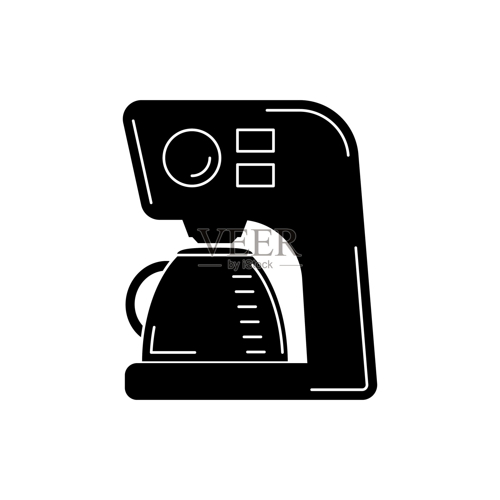 咖啡机轮廓。矢量厨房工具插图设计和网页。插画图片素材