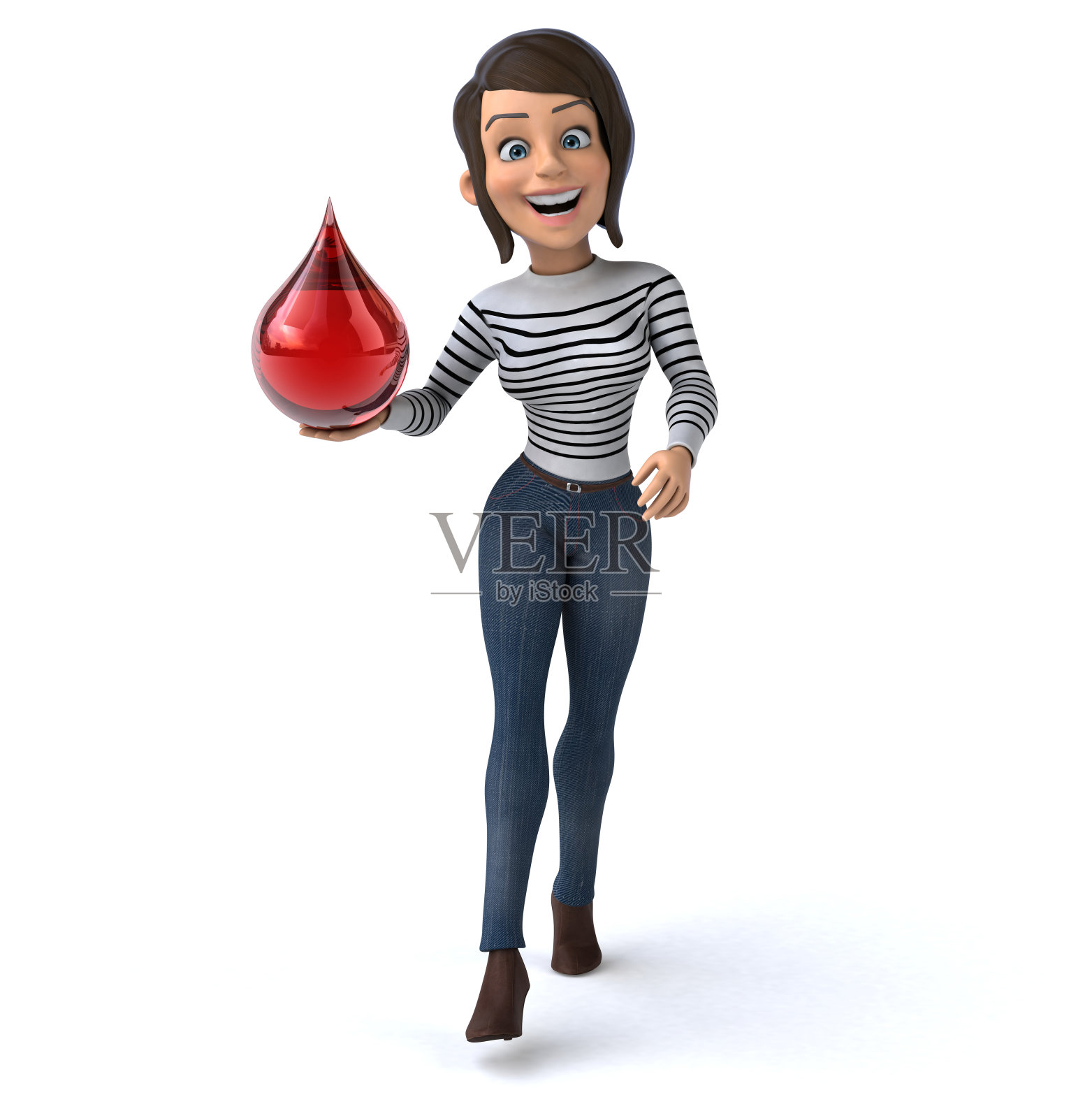 有趣的3D卡通休闲角色女人照片摄影图片