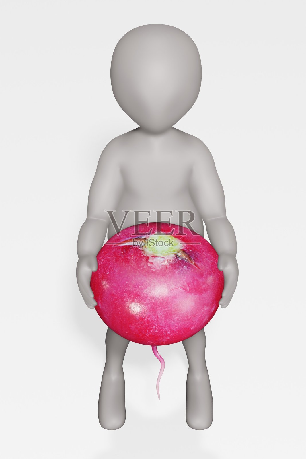 3D渲染卡通人物与萝卜照片摄影图片