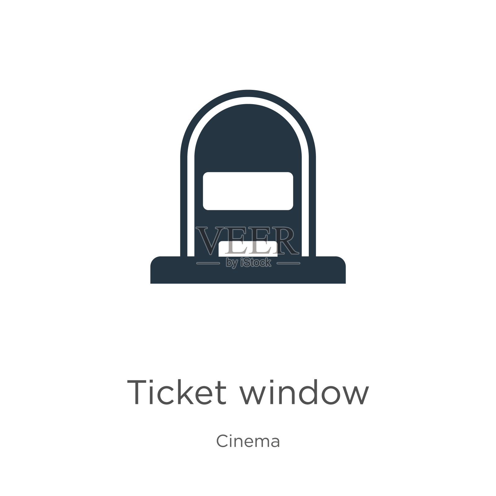 票窗口图标向量。时尚的平面票窗口图标从影院收集孤立的白色背景。矢量插图可以用于网页和移动平面设计，标志，eps10图标素材