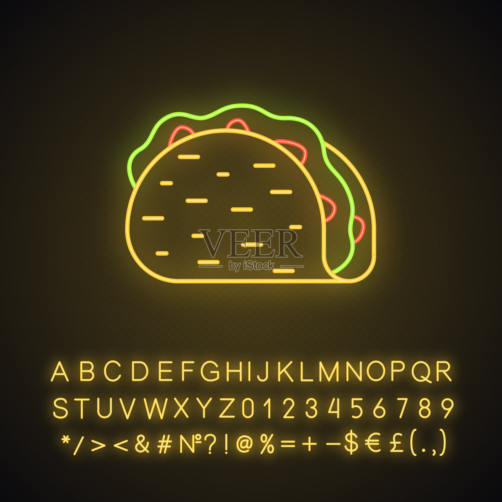 塔可霓虹灯图标插画图片素材