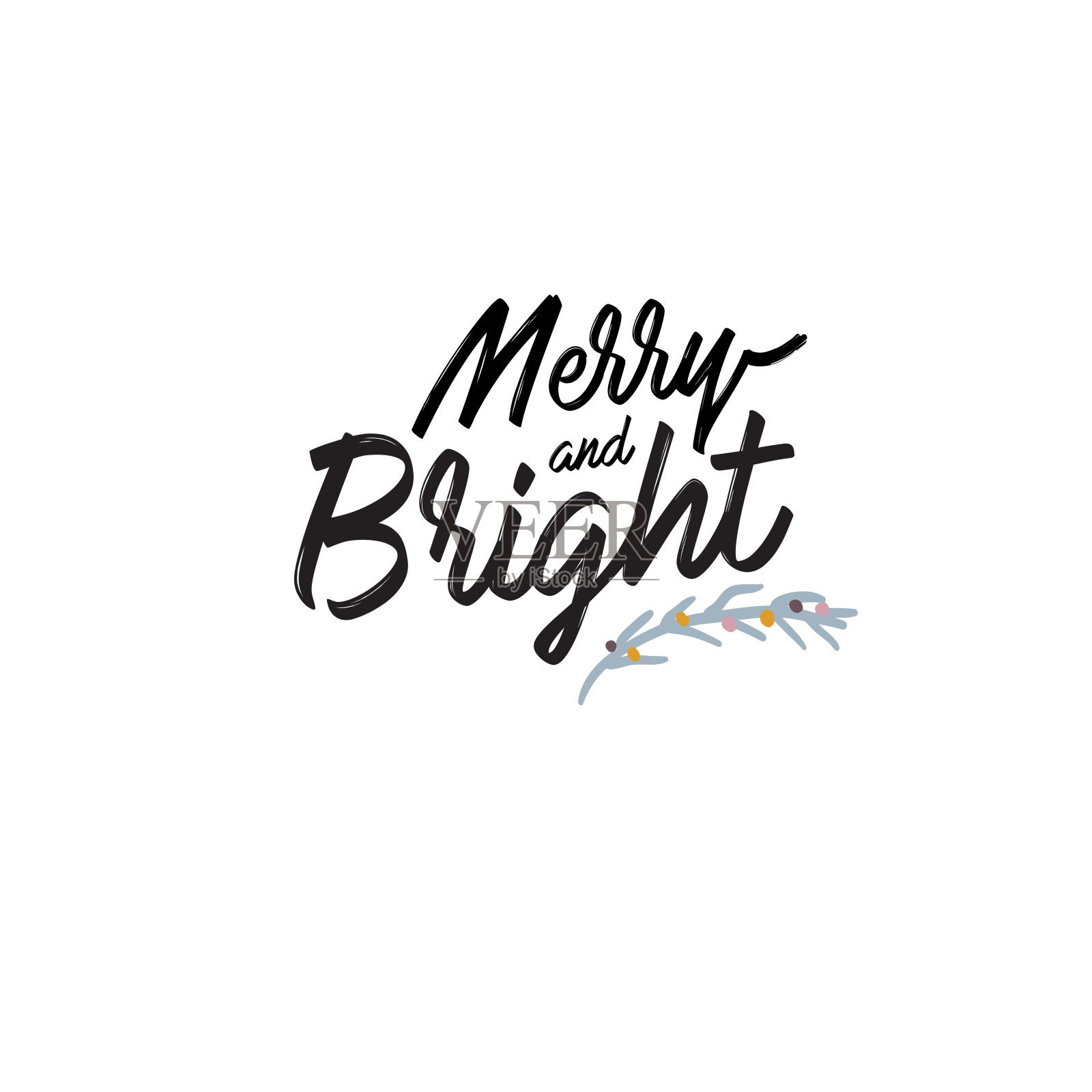 圣诞快乐或2020年快乐插画与节日字母和传统的冬季元素。插画图片素材