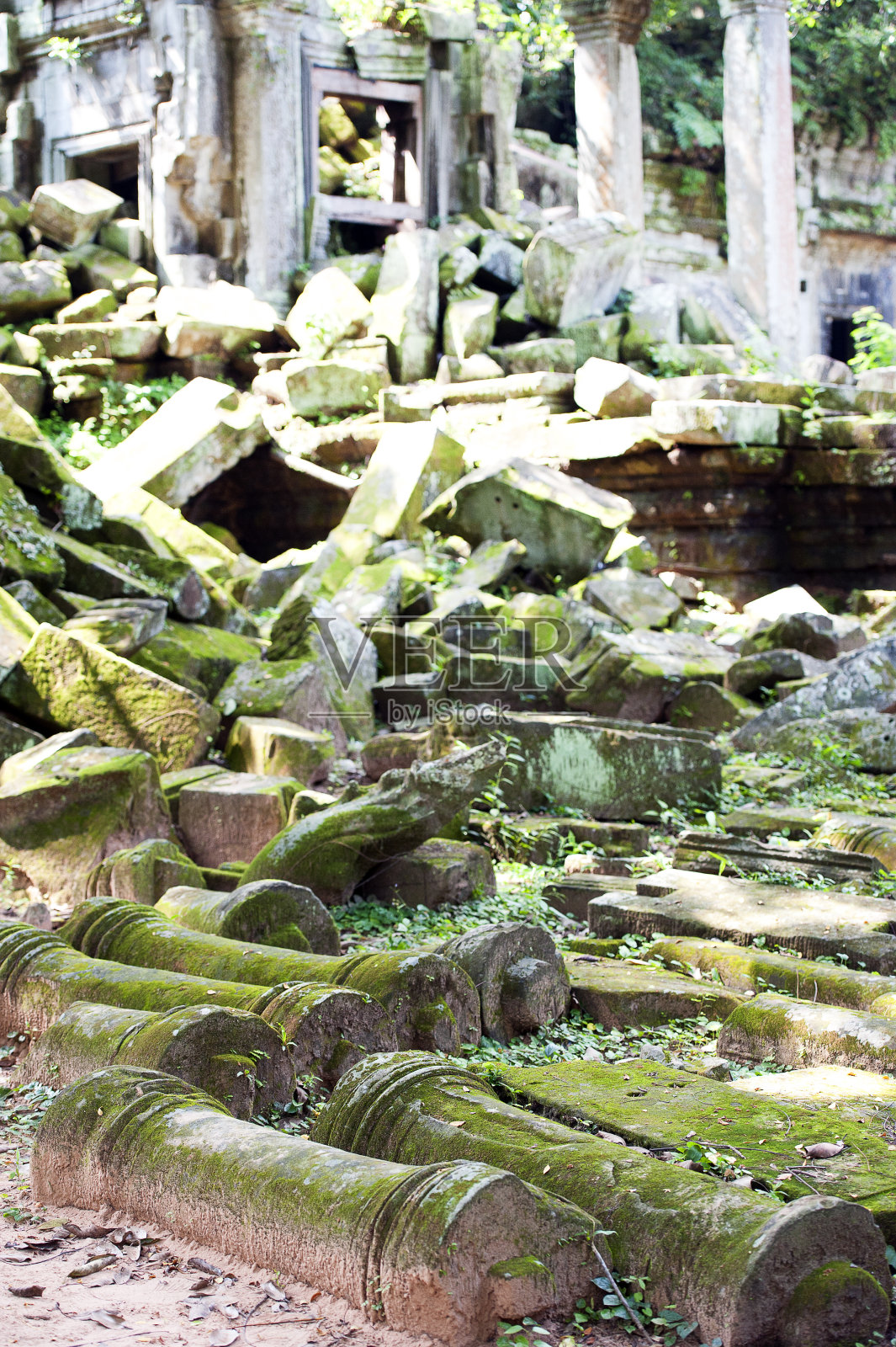 崩密列，吴哥窟，柬埔寨的柱子照片摄影图片