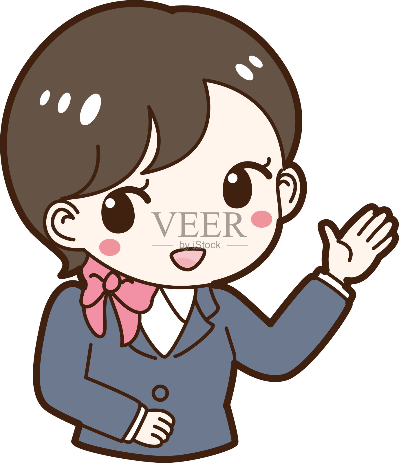 插图引导一个可爱的女人与一个快捷方式插画图片素材