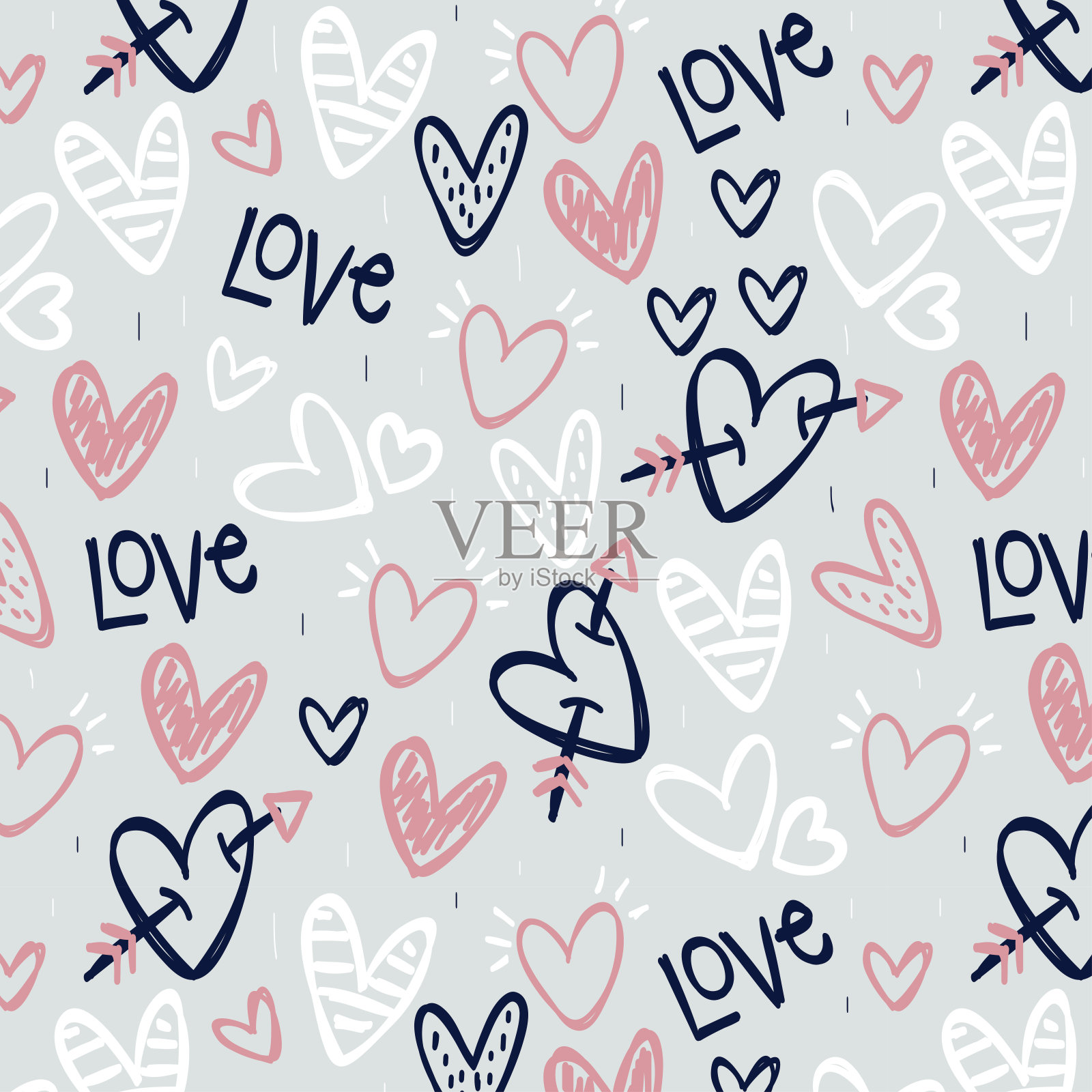 可爱的爱情模式插画图片素材