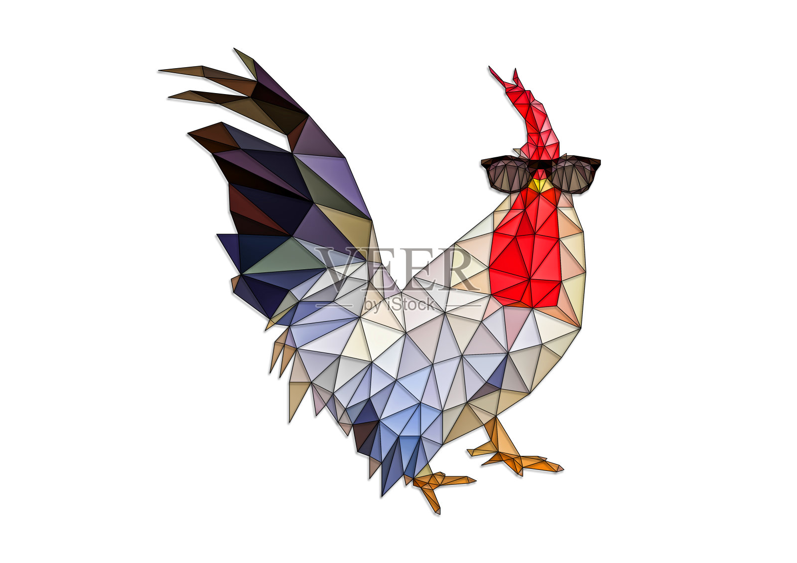 戴墨镜的抽象鸡插画图片素材