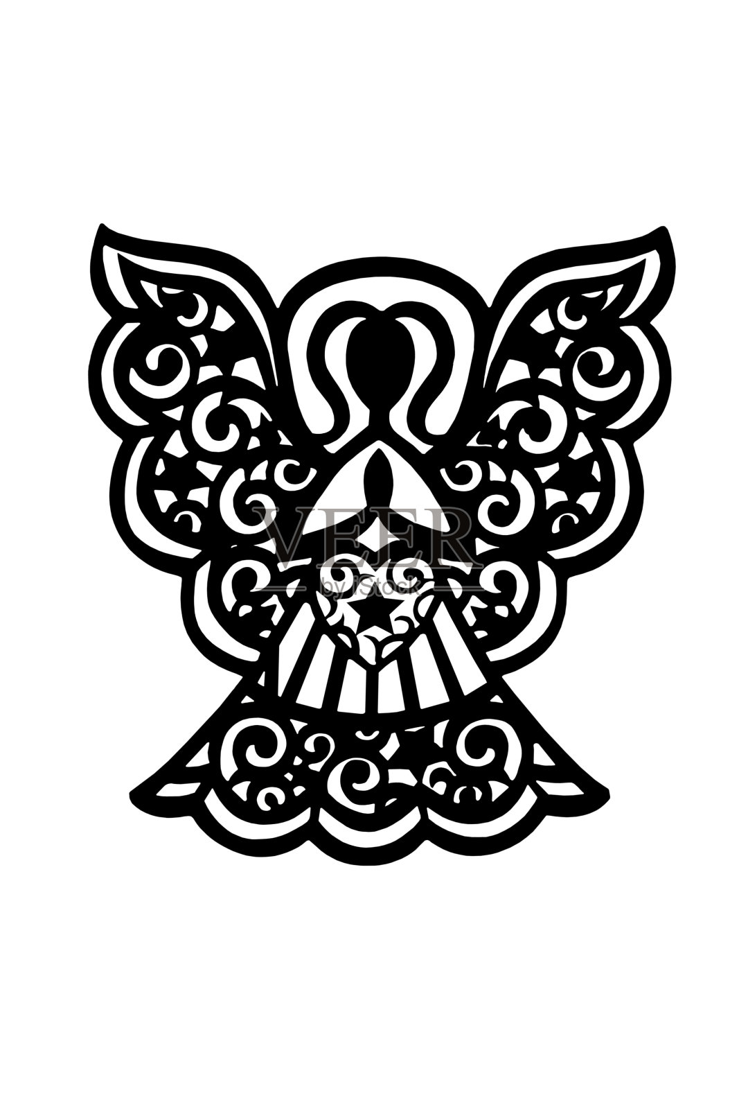 天使的剪影孤立在白色照片摄影图片