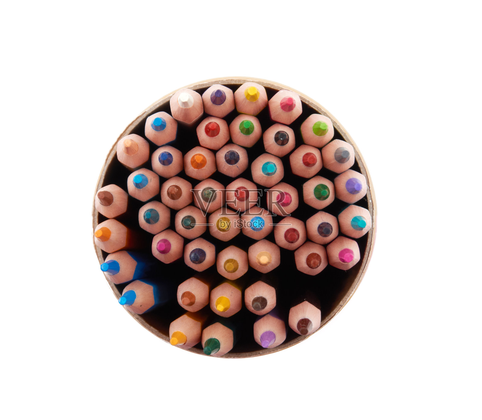 彩色铅笔孤立在白色背景。关闭了。照片摄影图片