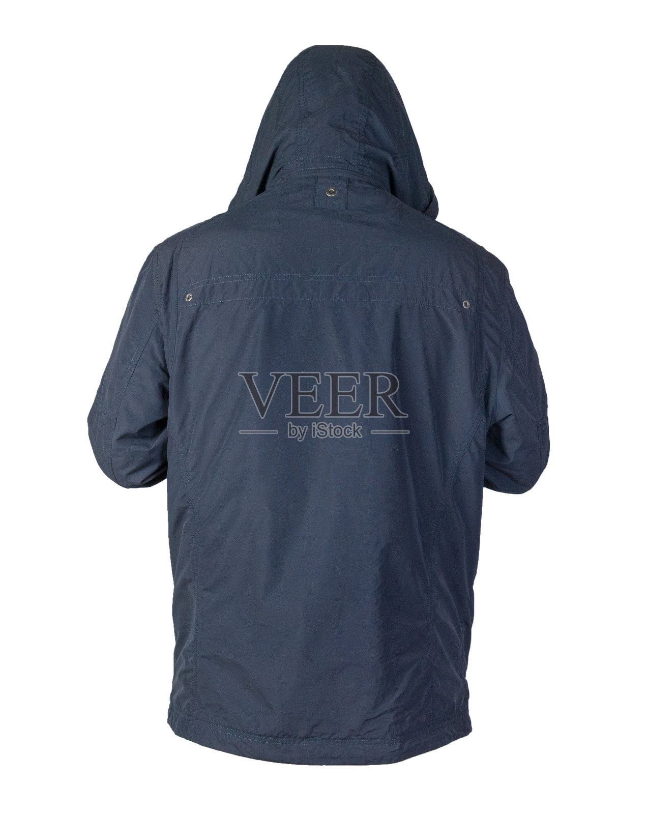 男夹克在一个孤立的白色背景的兜帽。风衣夹克正面视图。照片摄影图片