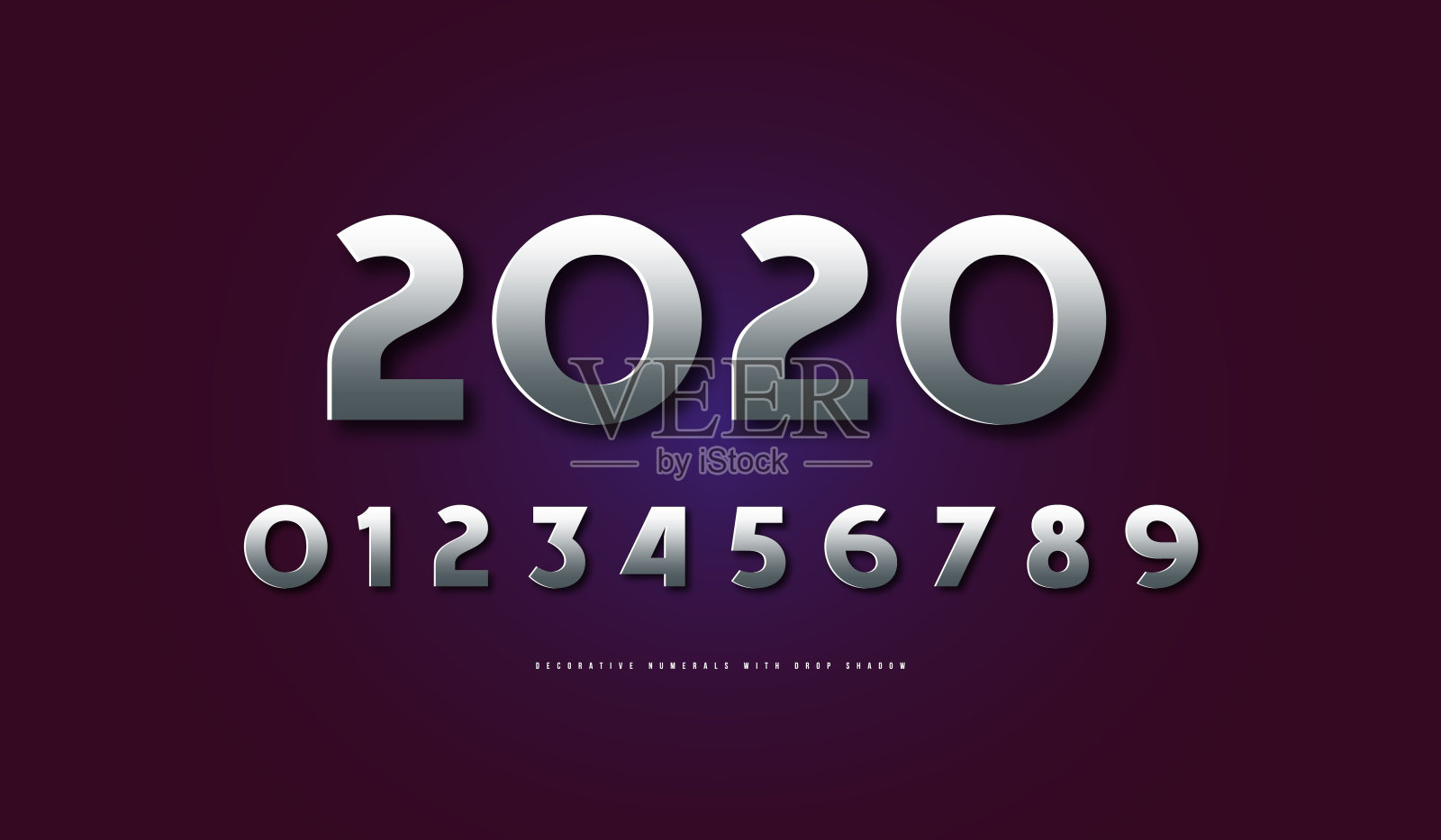 银色和金属铬数字插画图片素材