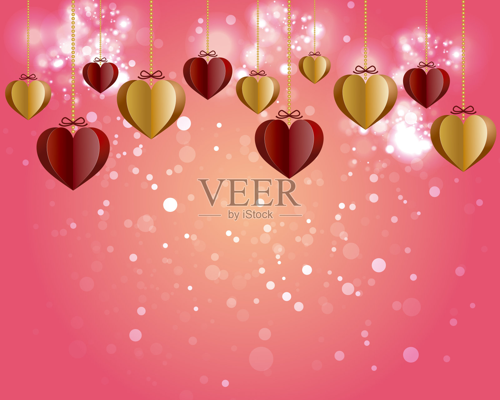 闪闪发光的背景与心形装饰插画图片素材