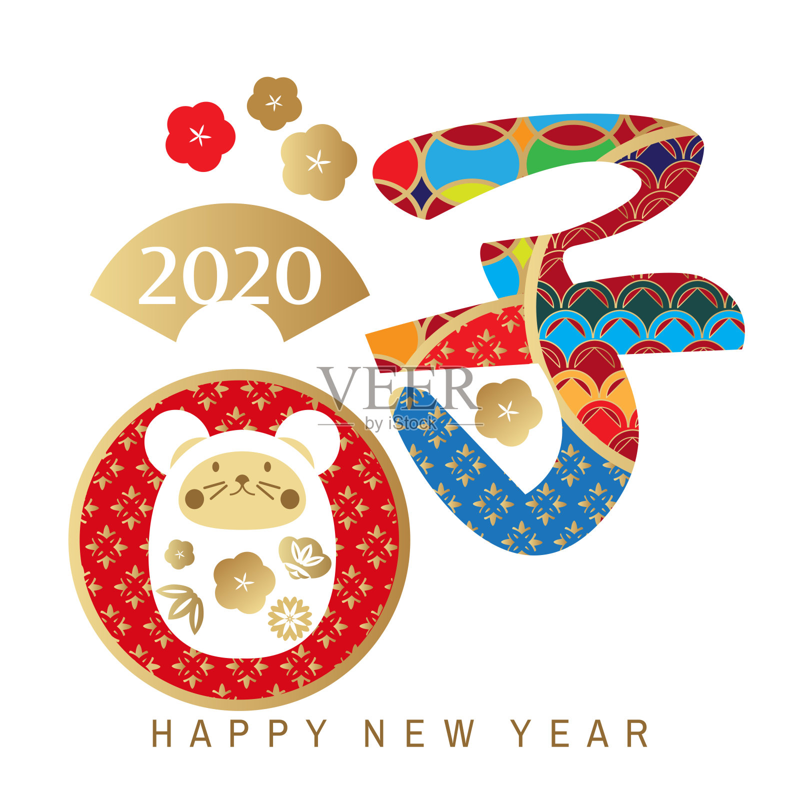 2020年日本新年插画图片素材