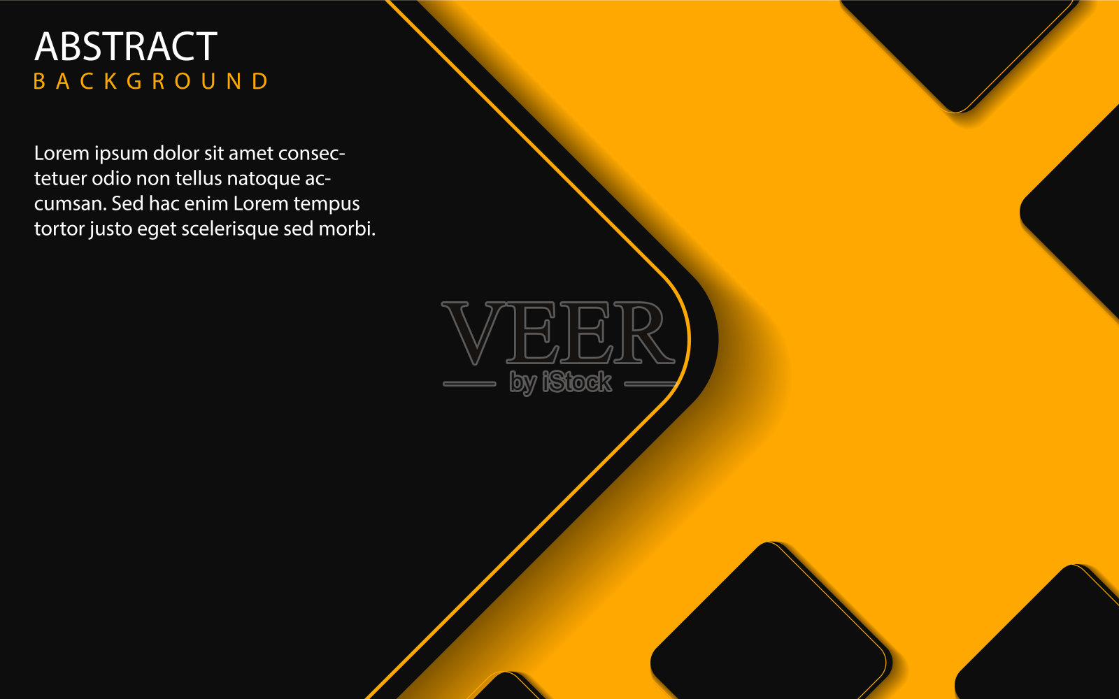 抽象几何的黑色和黄色纸形状的背景插画图片素材