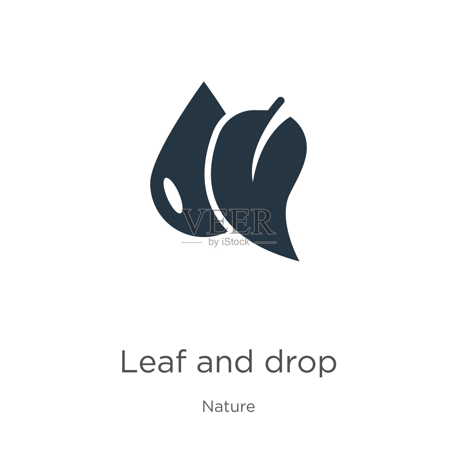 叶子和放下图标矢量。时尚的扁平叶子和从自然收集孤立在白色的背景下降图标。矢量插图可以用于网页和移动平面设计，标志，eps10设计元素图片