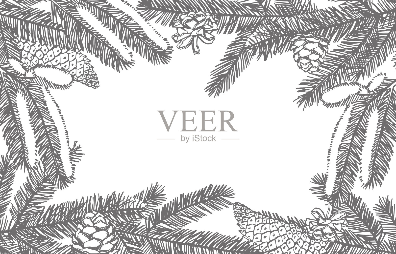 圣诞树的树枝。新年和圣诞节的设计元素。贺卡邀请与圣诞图形。的插图。插画图片素材