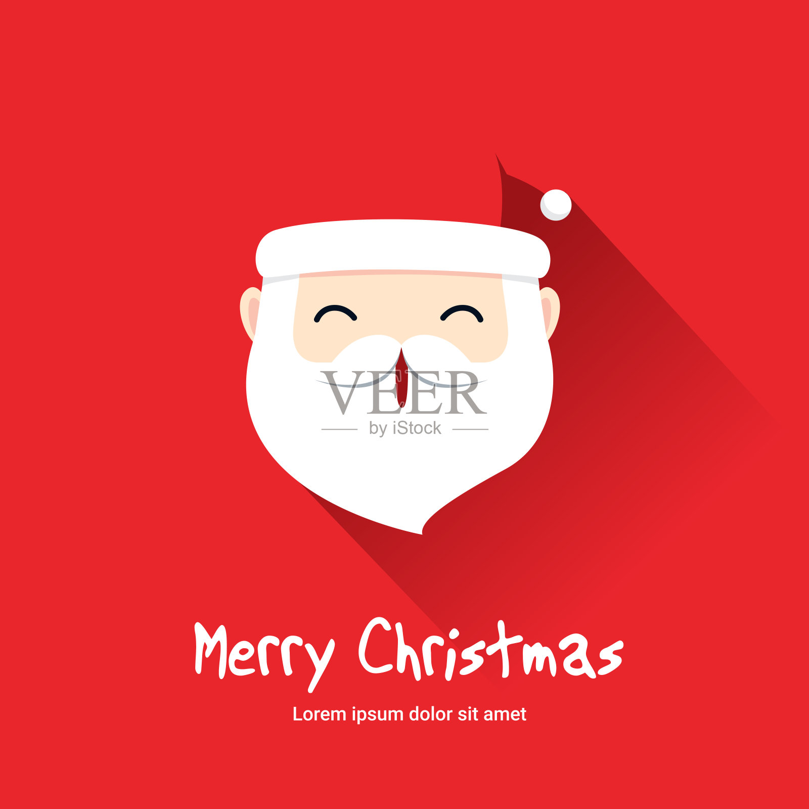 红色背景上的圣诞帽和胡子设计模板素材