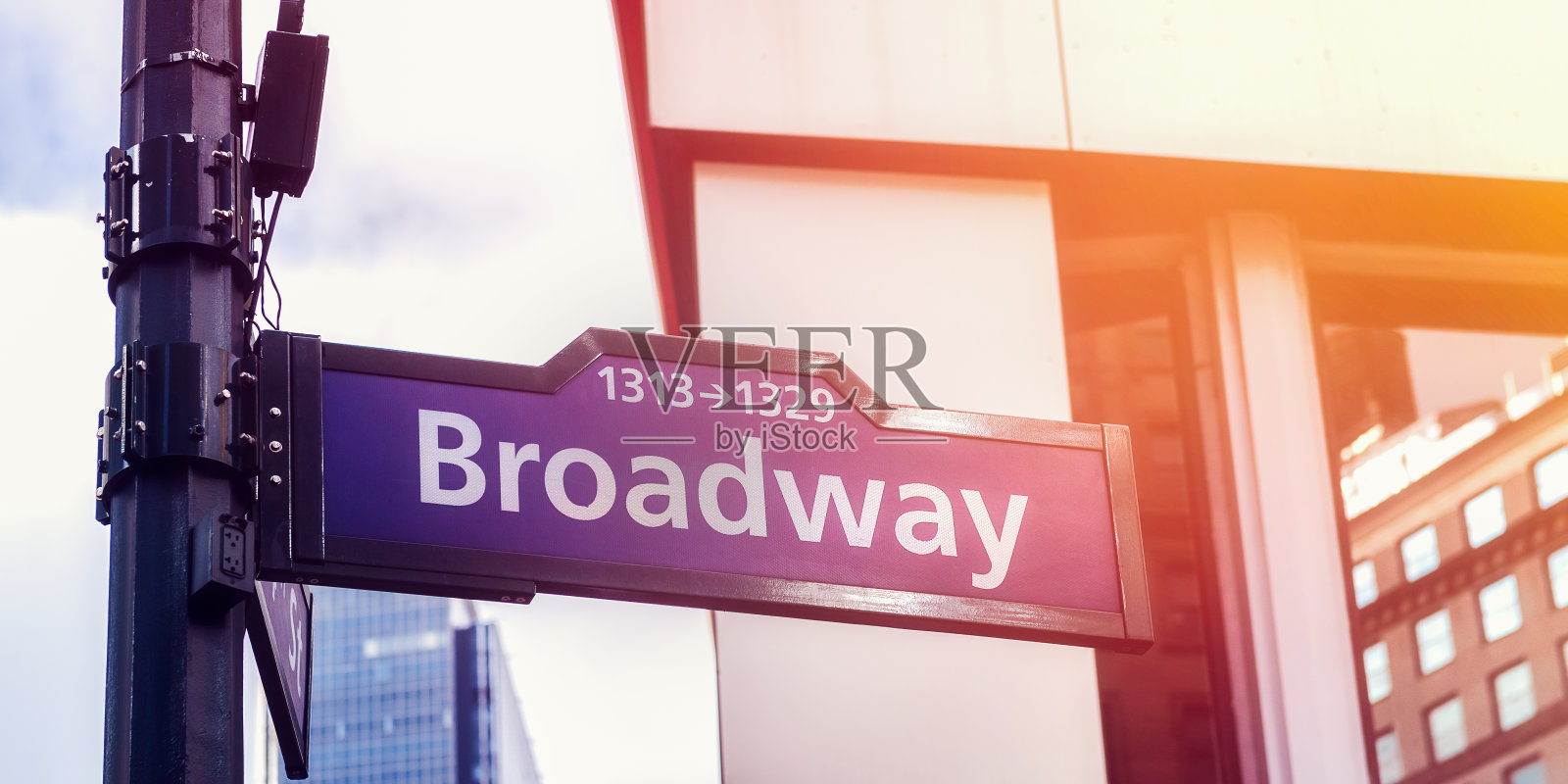 纽约曼哈顿百老汇的街道标志图片照片摄影图片