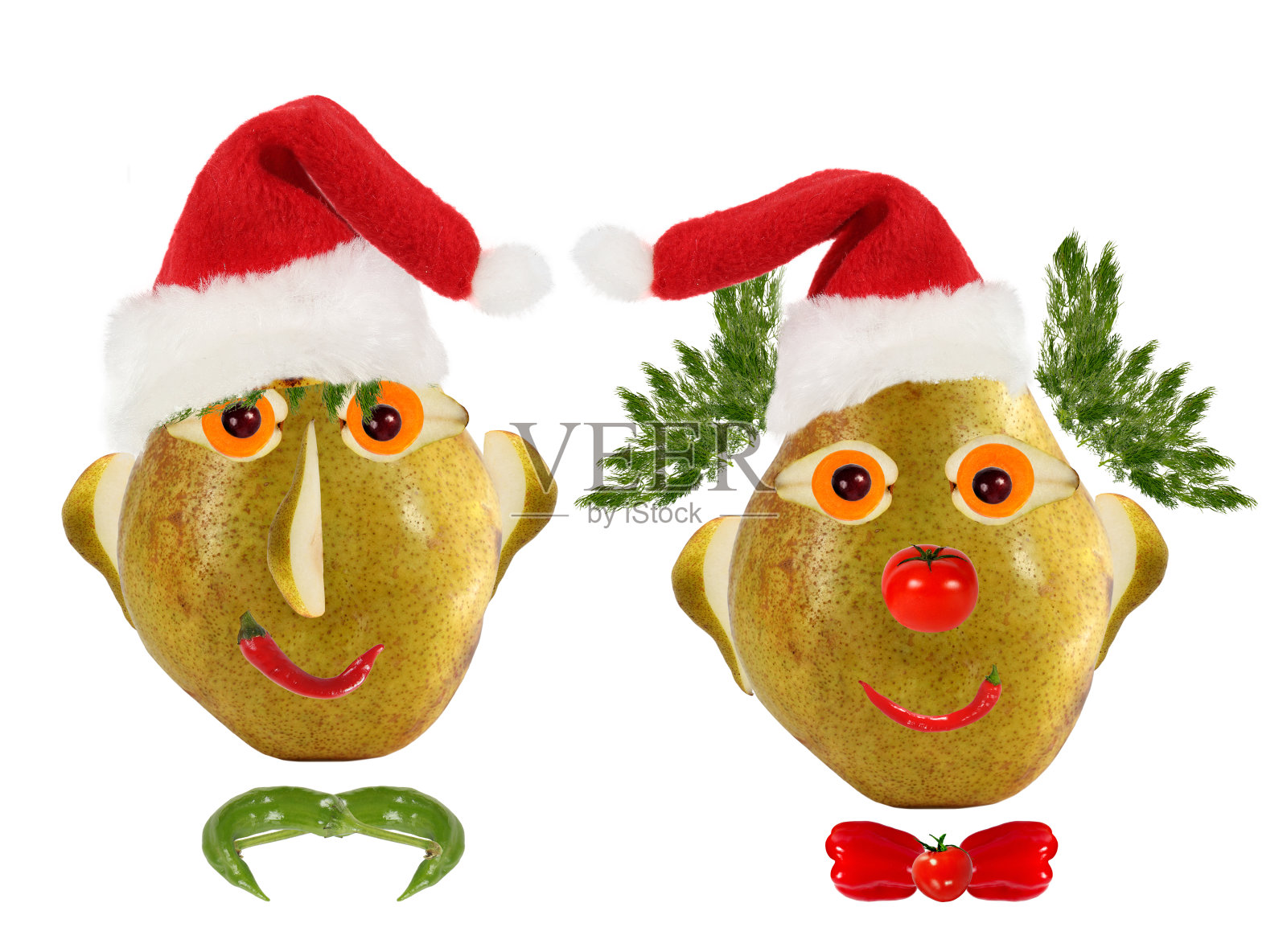创意食品概念：蔬菜水果圣诞老人趣味合集照片摄影图片