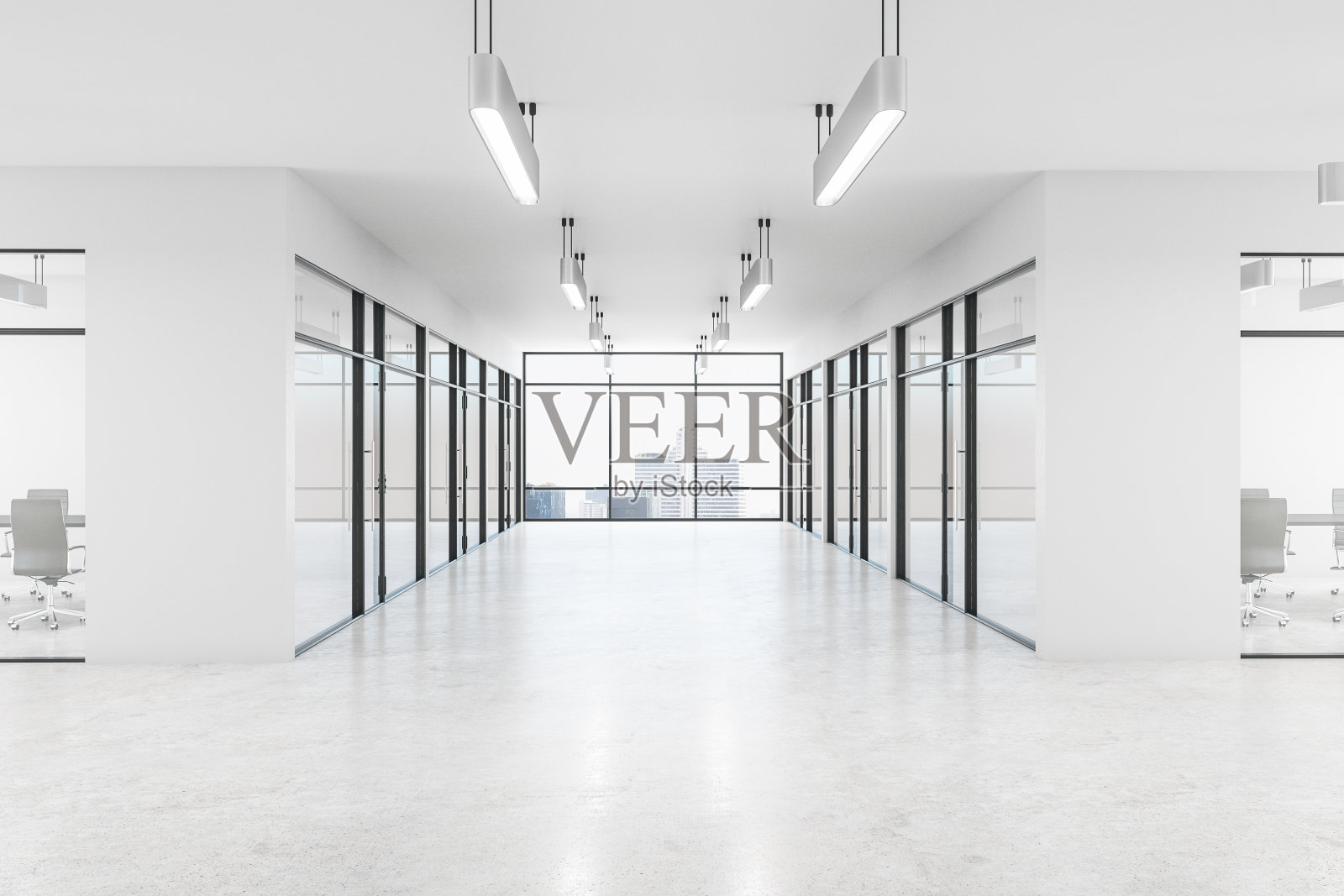 现代白色办公室内饰照片摄影图片