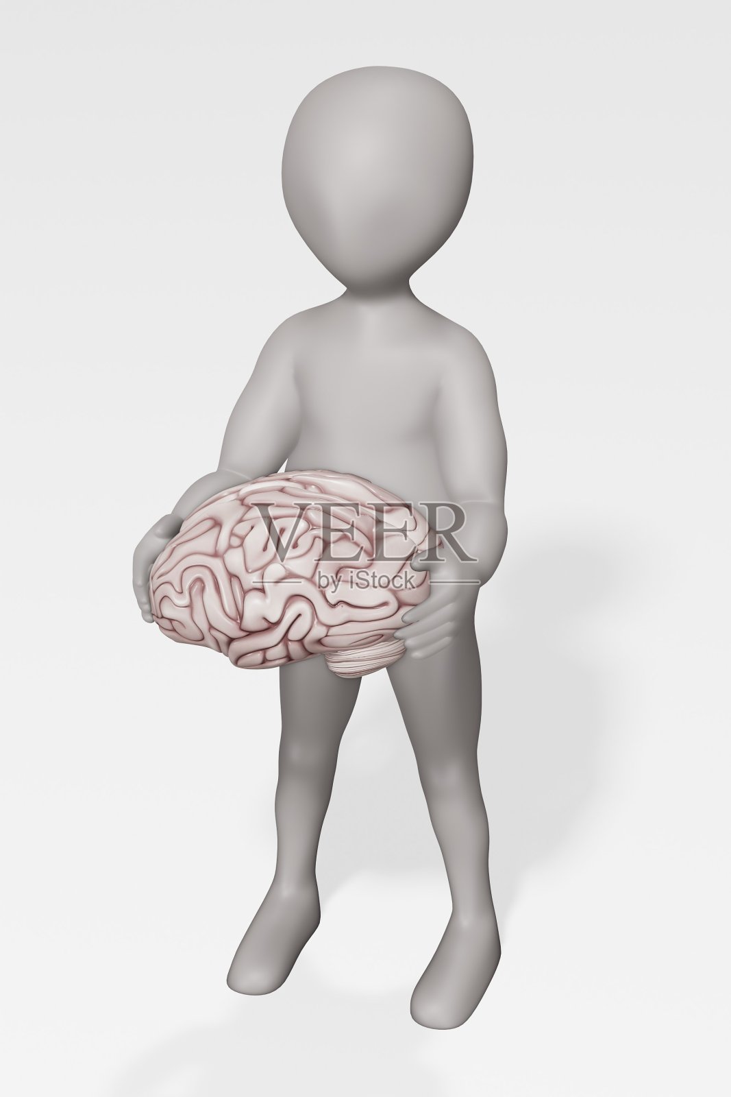 人物与人脑的3D渲染照片摄影图片