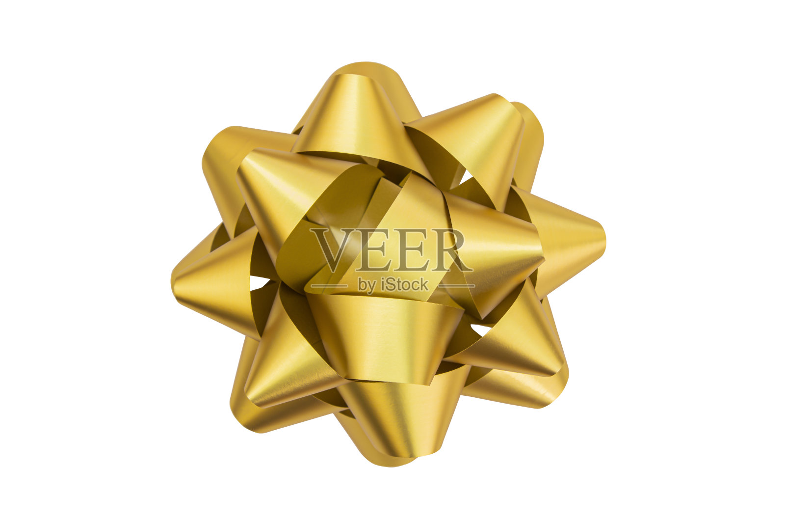 白色背景上的金色丝带照片摄影图片