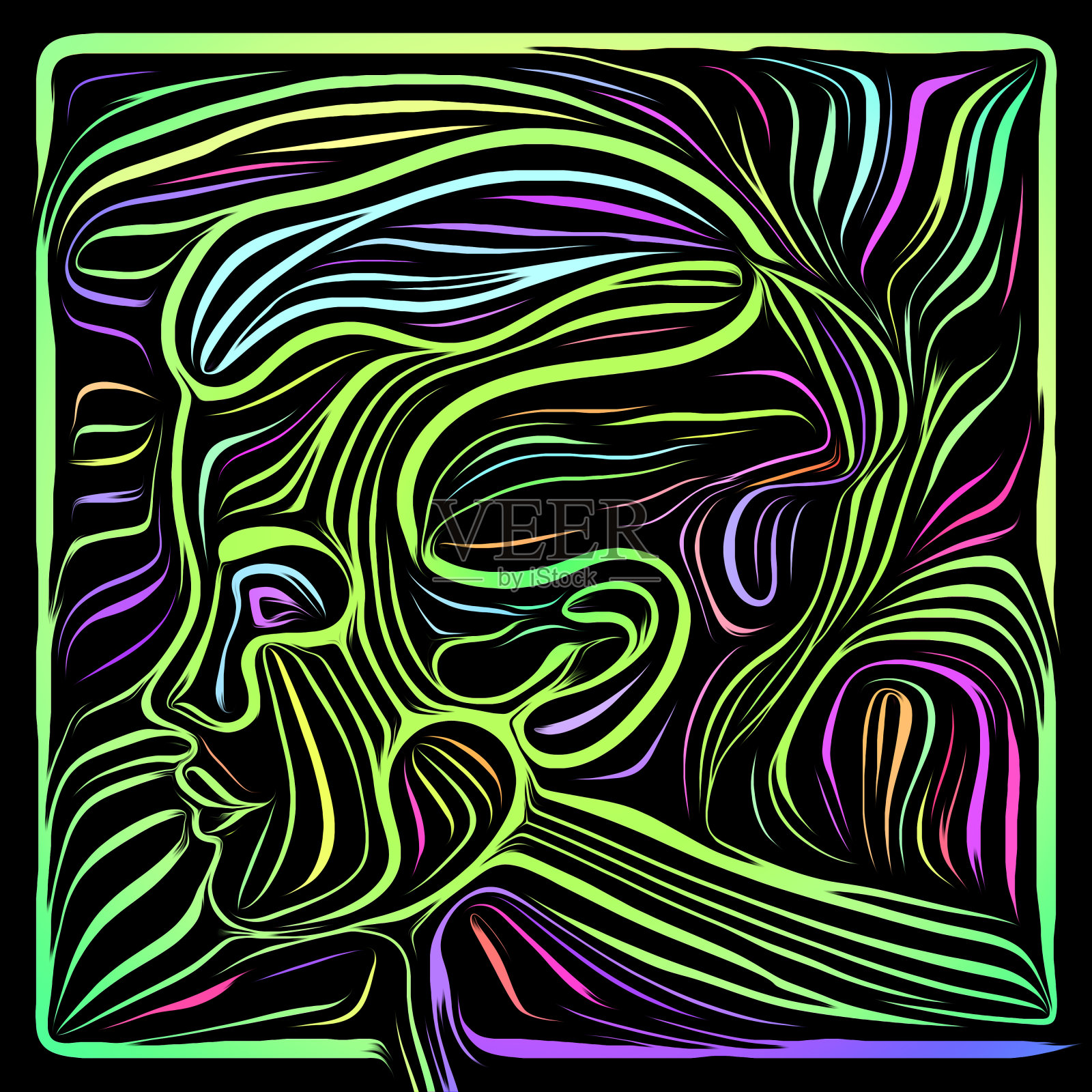 虚拟木刻设计插画图片素材