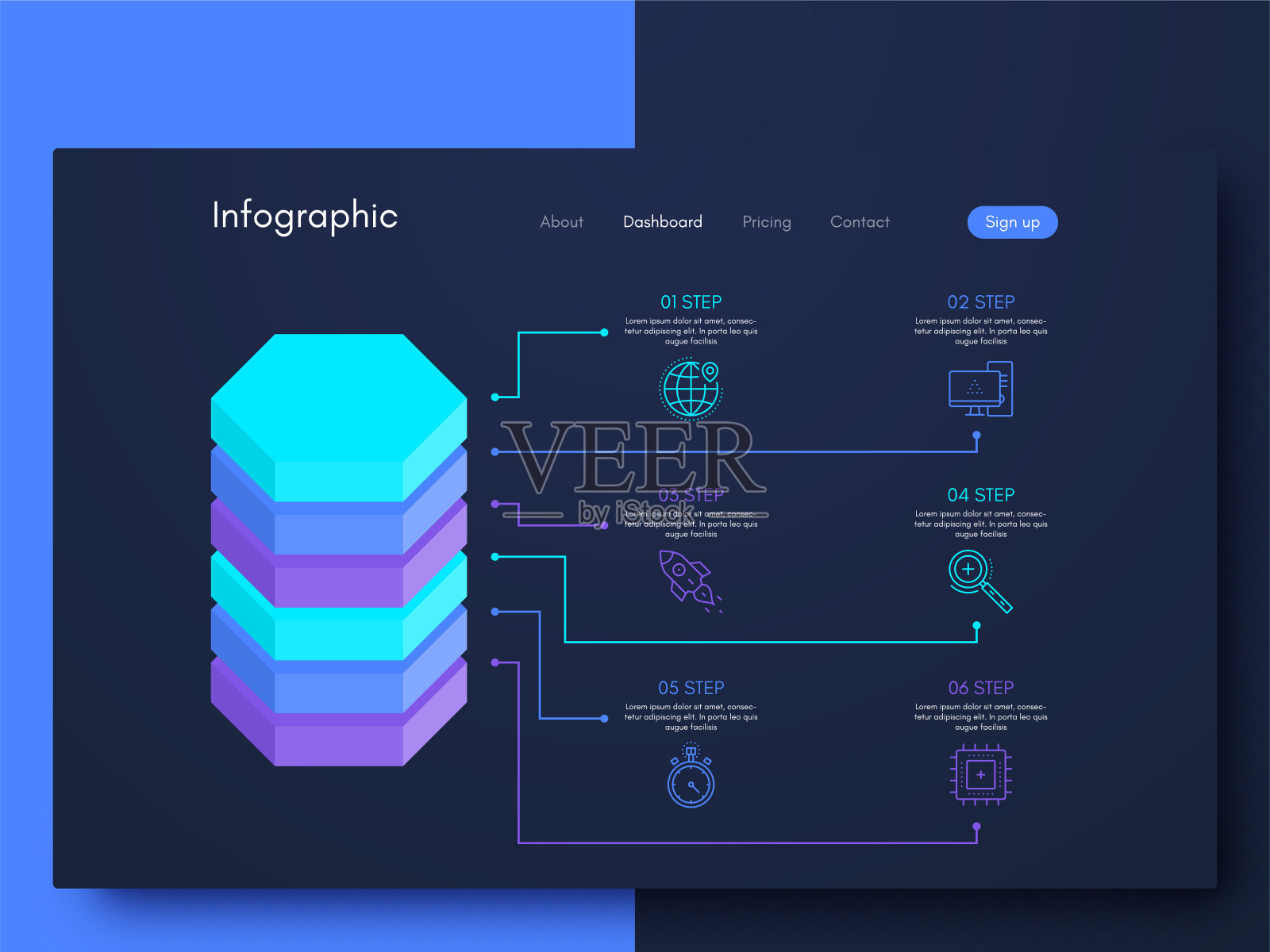 矢量信息图设计模板与六个选项插画图片素材