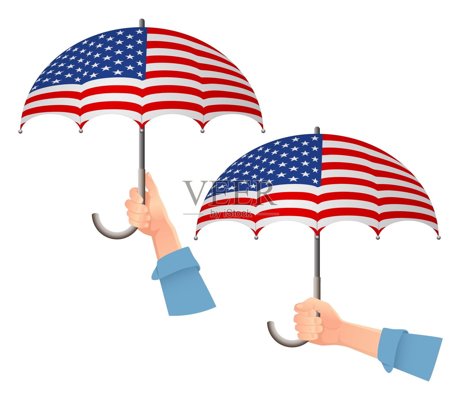 美国国旗伞插画图片素材