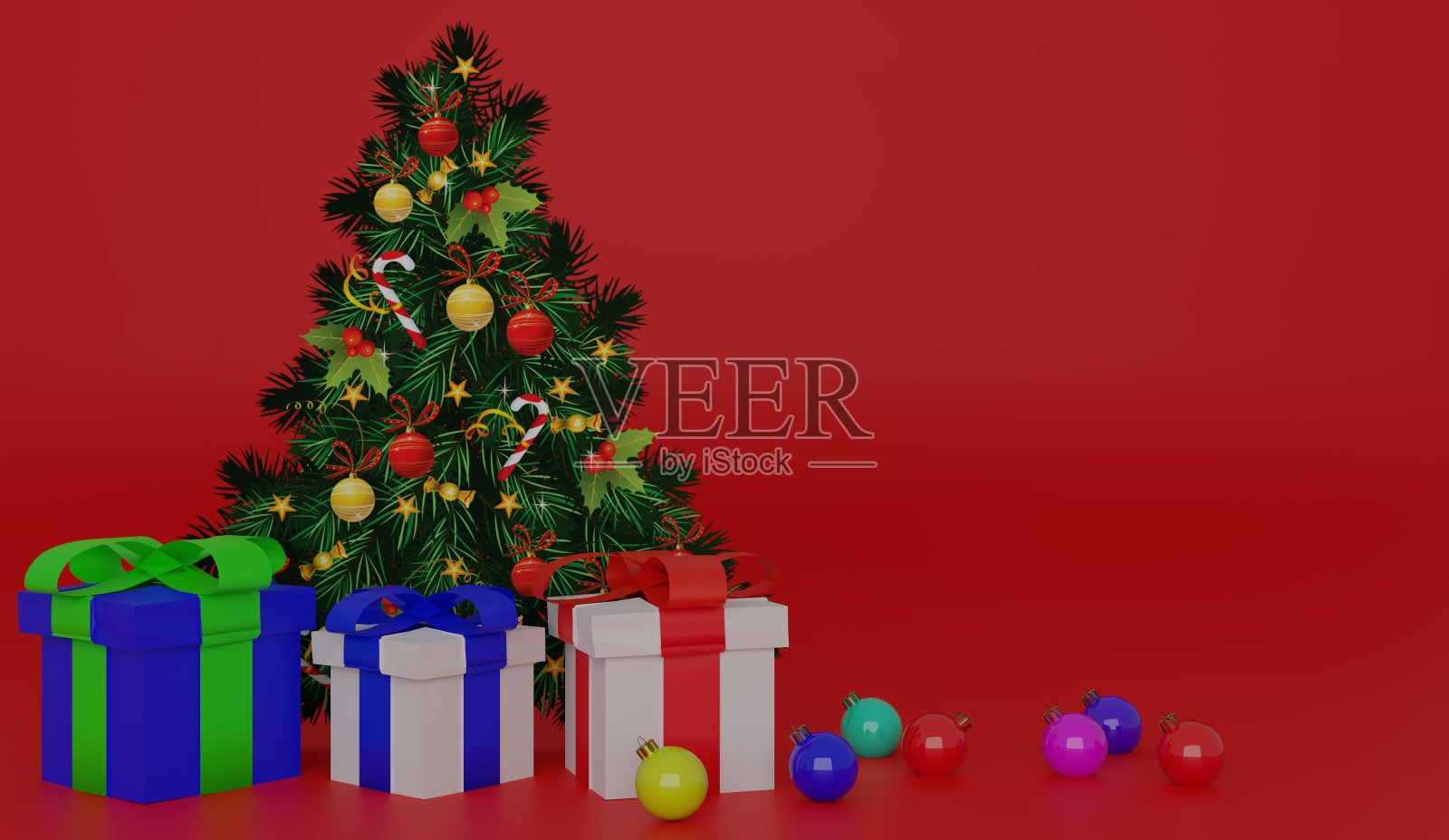 圣诞场景的3d渲染照片摄影图片