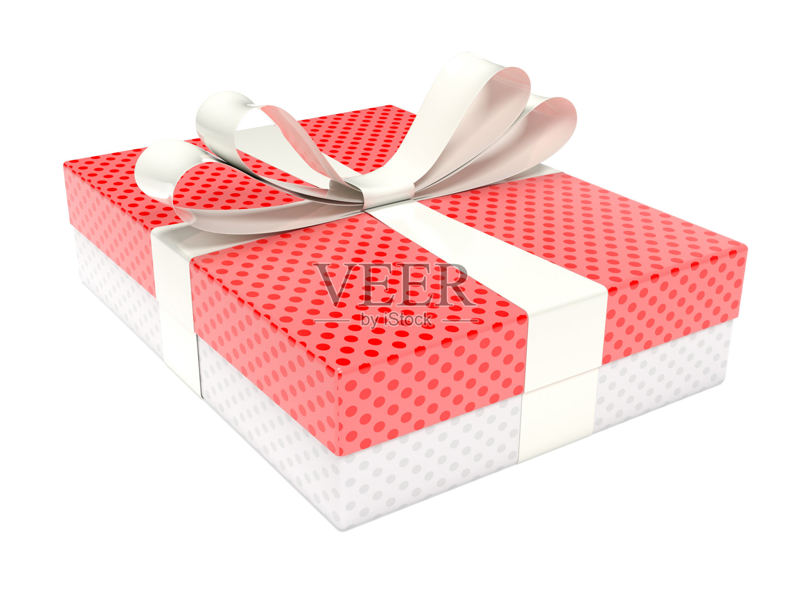 红色礼品盒，银色胶带。3 d渲染图照片摄影图片