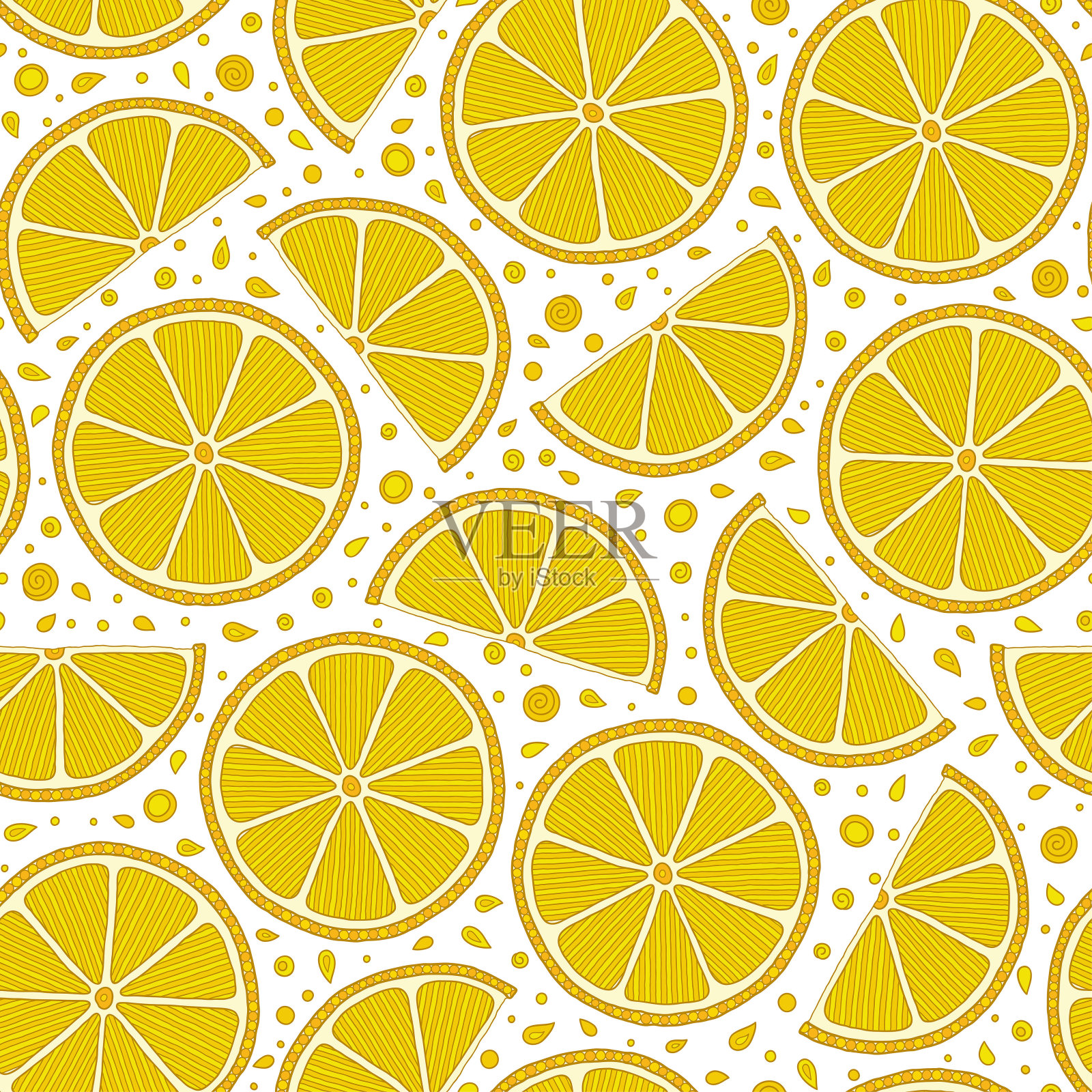 鲜柠檬背景，手绘。插画图片素材