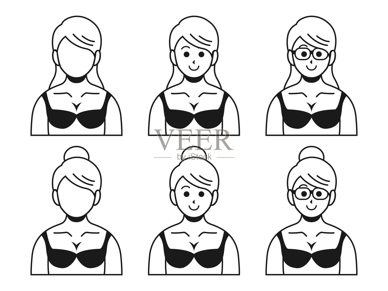 女性上半身插图插画图片素材