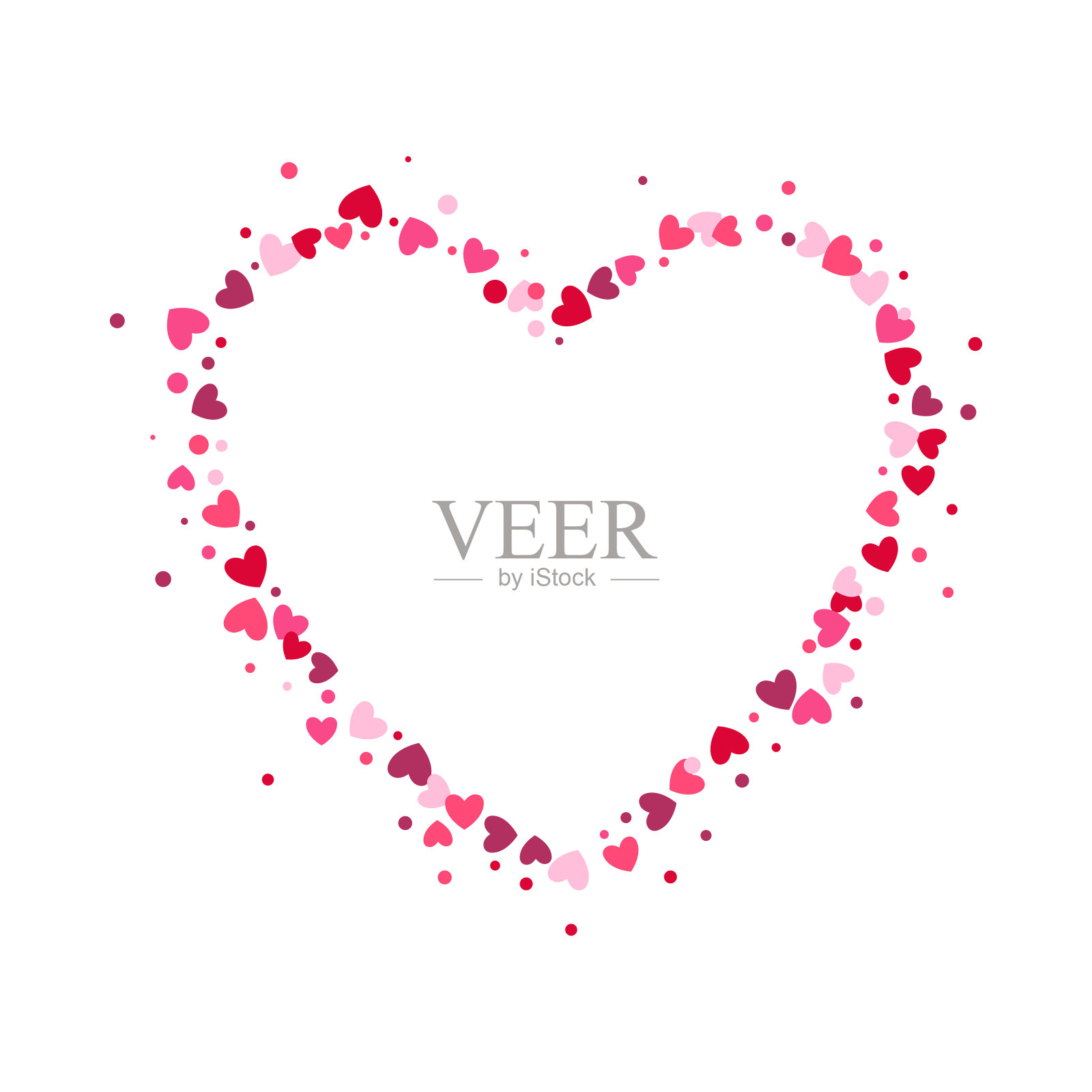 用五彩纸屑做成的心形和圆形花环。插画图片素材