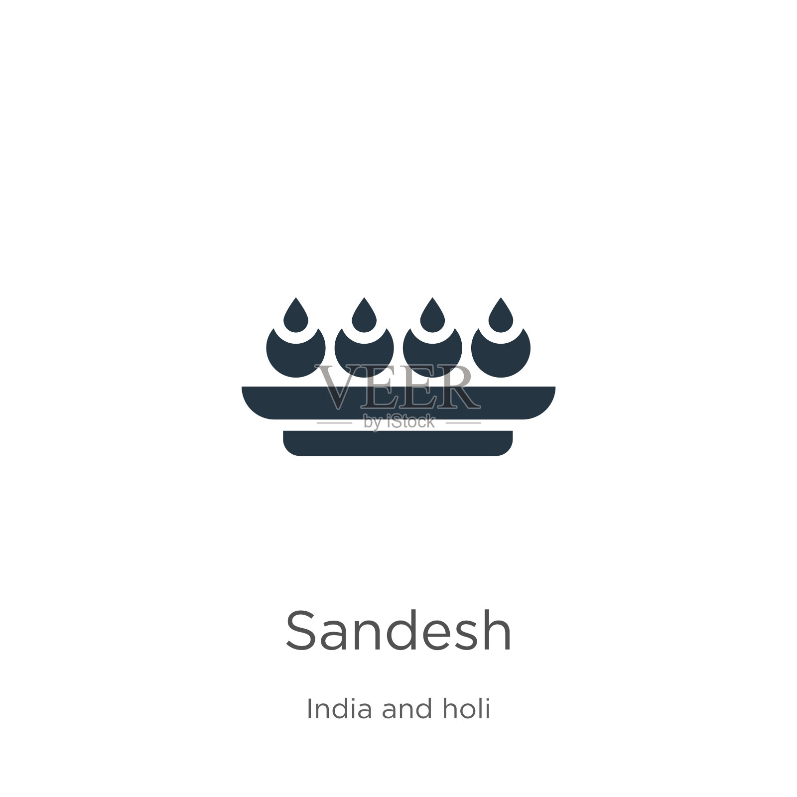 Sandesh图标矢量。时尚的扁沙esh图标从印度和胡里收集孤立的白色背景。矢量插图可以用于网页和移动平面设计，标志，eps10插画图片素材