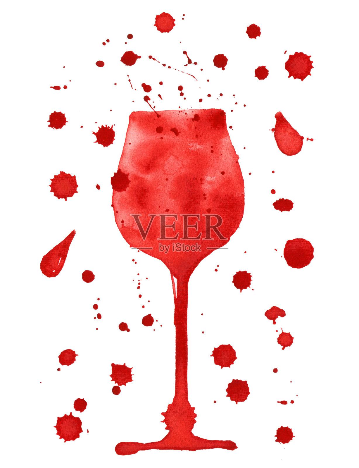 水彩红酒杯。手绘的饮料和药水。插画图片素材