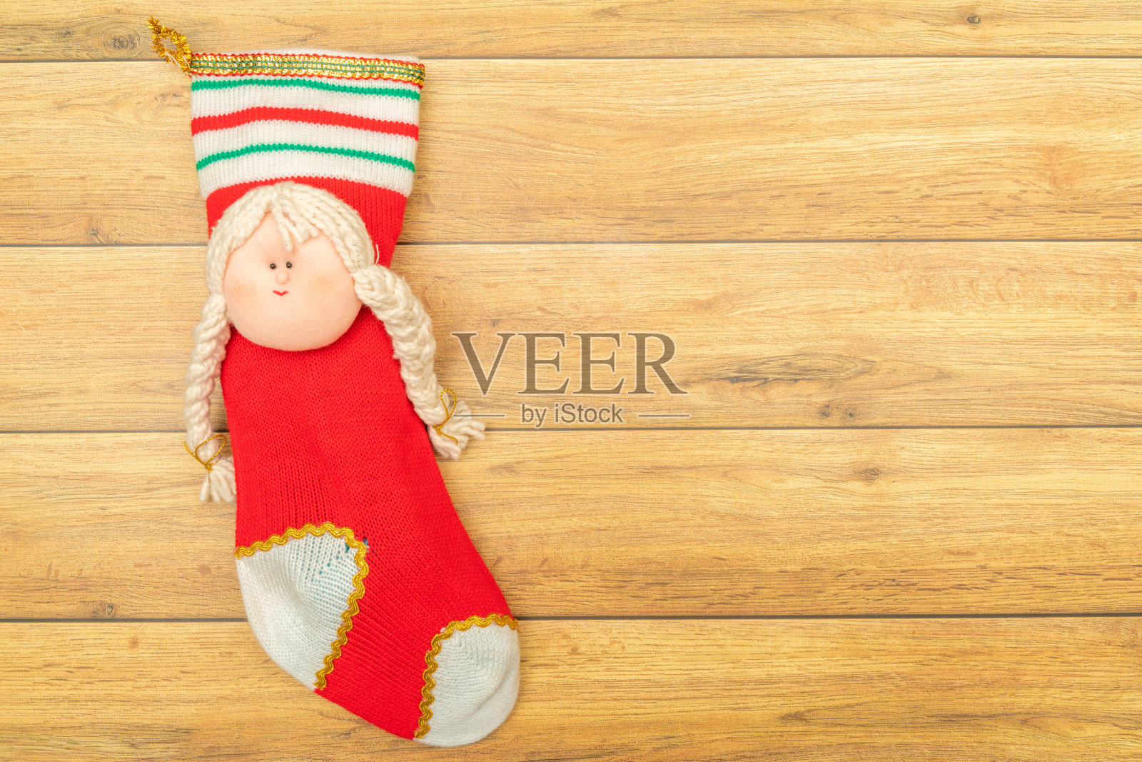 羊毛制作的圣诞奶奶，圣诞老人，圣诞快乐照片摄影图片